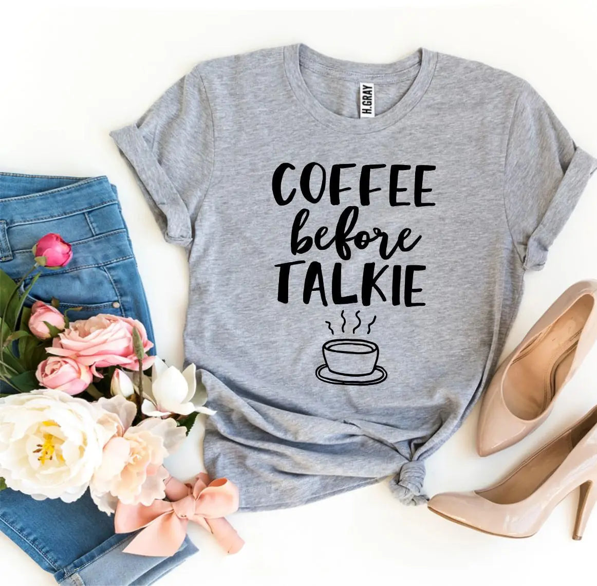 funny coffee shirt gray