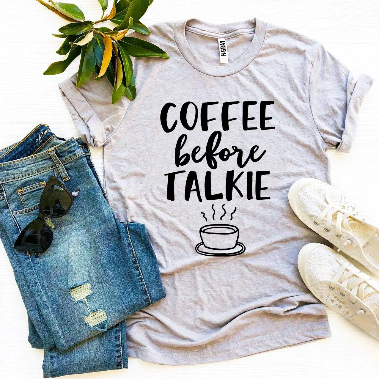 funny coffee shirt light gray