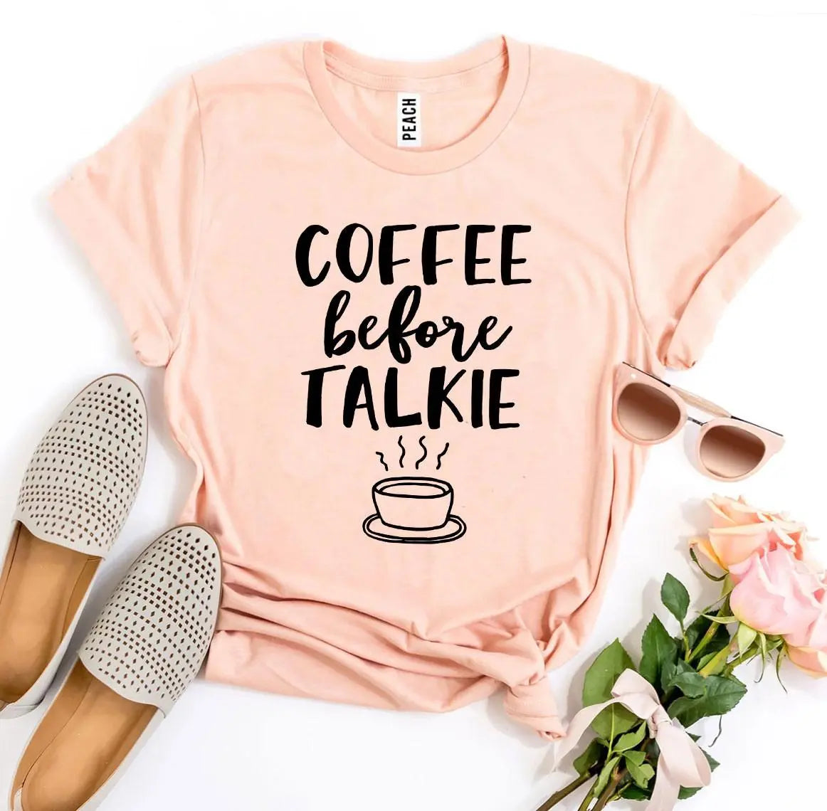 funny coffee shirt baby pink