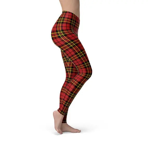 red plaid leggings