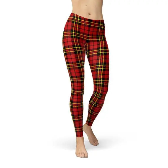 red plaid leggings